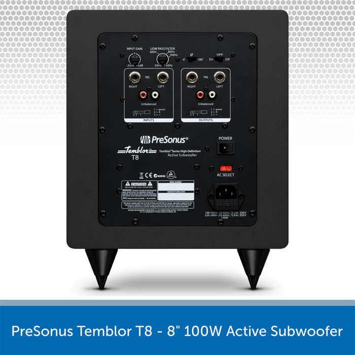 PreSonus Temblor T8 - 8" 100W Active Subwoofer