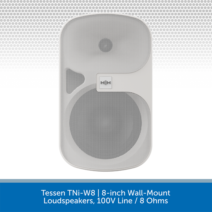 Tessen TNi-W8 | 8-inch Wall-Mount Loudspeakers, 100V Line / 8 Ohms