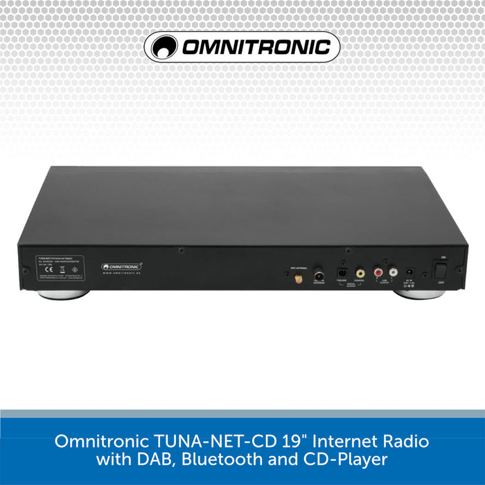 Omnitronic TUNA-NET-CD 19" Internet Radio with DAB, Bluetooth and CD-Player