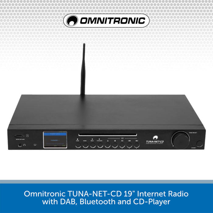 Omnitronic TUNA-NET-CD 19" Internet Radio with DAB, Bluetooth and CD-Player