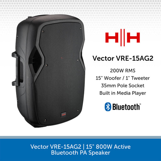 Vector VRE-15AG2 | 15" 800W Active Bluetooth PA Speaker