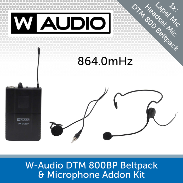 W-Audio TM 80BP Lavalier Lapel & Neckband Microphone Add On Kit (864.0mHz)