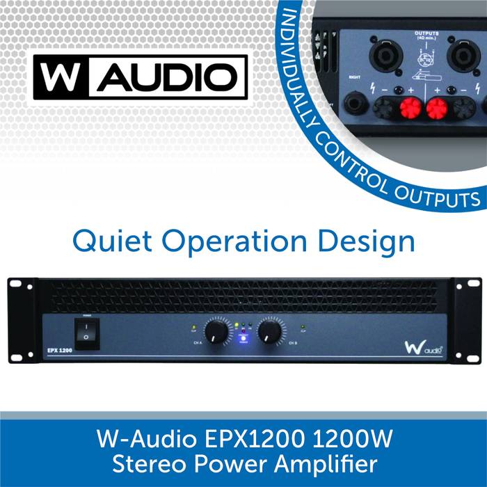 W-Audio EPX 1200 Stereo Power Amplifier 2 x 600W, 4-8 Ohms