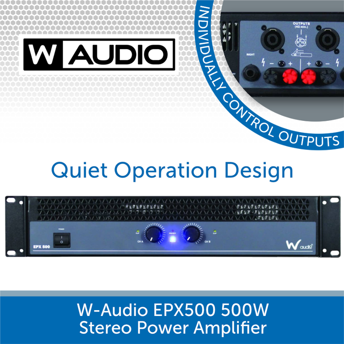 W-Audio EPX 500 Stereo Power Amplifier 2 x 250W, 4-8 Ohms