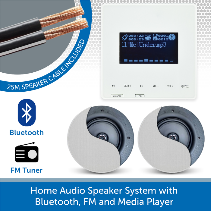 Home Audio Speaker System with Bluetooth, FM and Media Player 2 speakers
