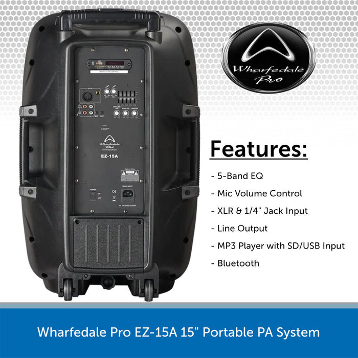 Wharfedale Pro EZ-15A 15" Portable PA System 100W With Dual Wireless Microphones