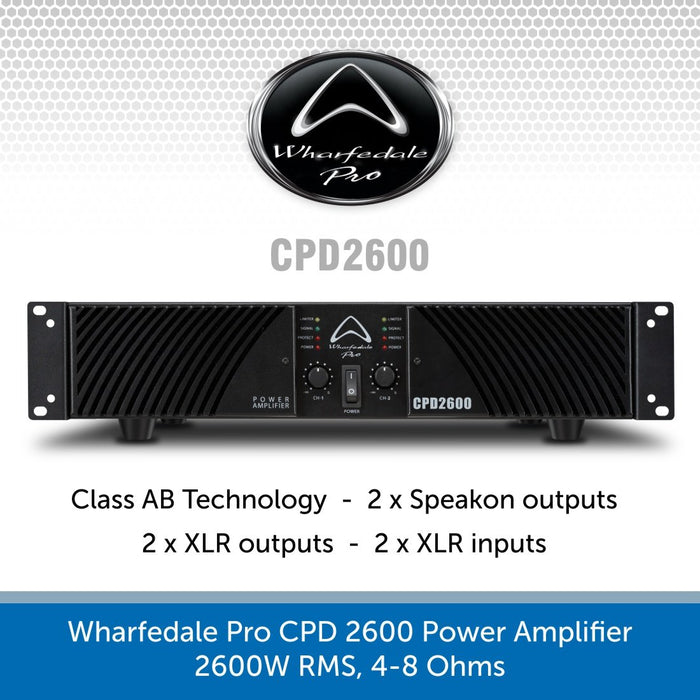 Wharfedale Pro CPD 2600 Power Amplifier, 2600W RMS, 4-8 Ohms