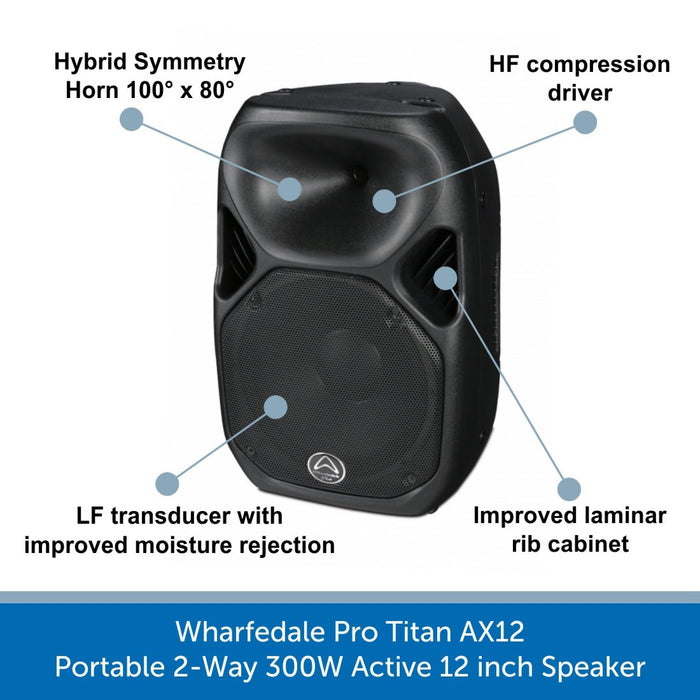 Wharfedale Pro Titan AX12 - Portable 2-Way 300W Active 12 inch PA Speaker