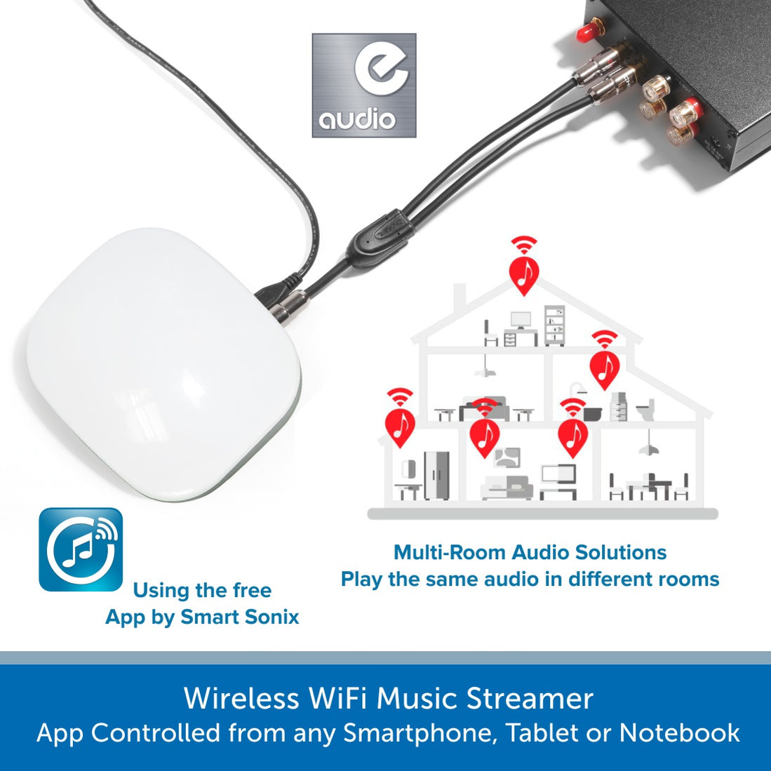 Wireless WiFi Music Streamer App Controlled Audio Volt