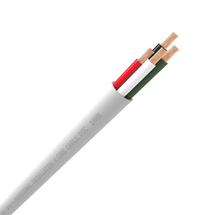 QED QX16/4 4-Core Flame Retardant Speaker Cable, White PVC (Custom Length)